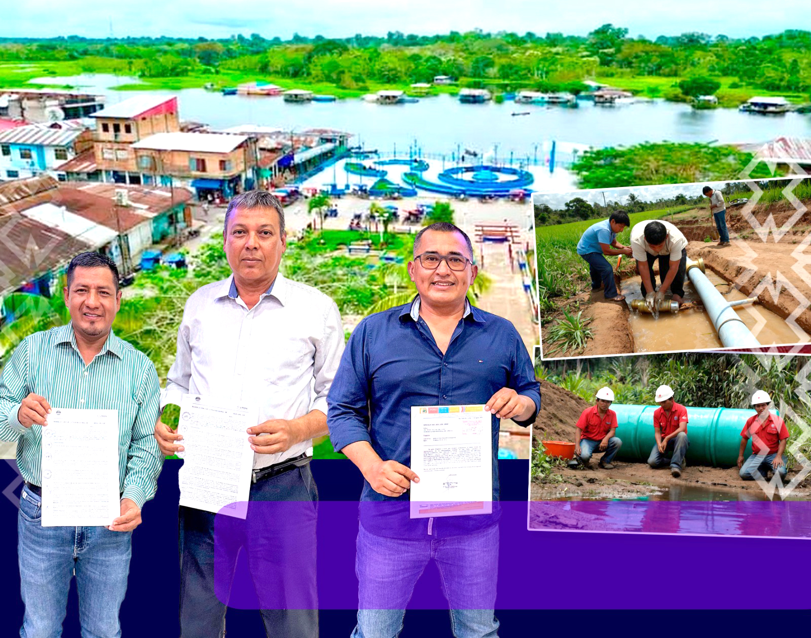 Gobernador René Chávez firma convenio para construcción de sistema de agua y desagüe en Caballo Cocha